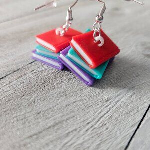 Colorful Book Stack Earrings